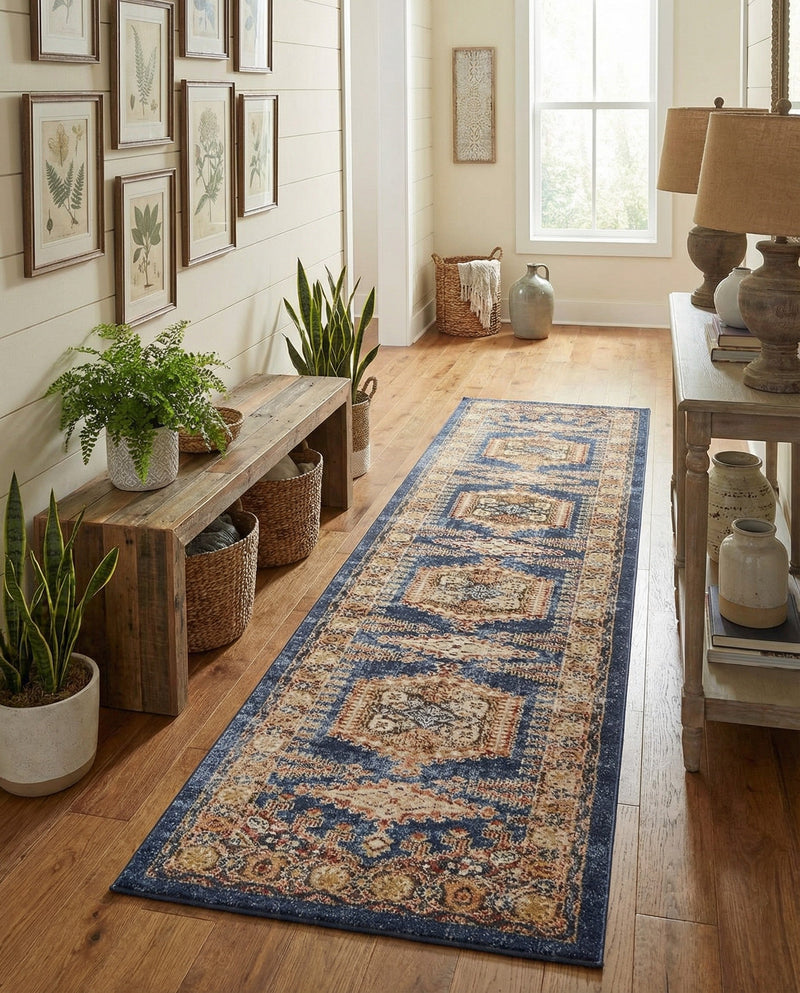 Eden Oasis Collection Area Rug -  Refuge (Blue) Runner Blue  lifestyle 65