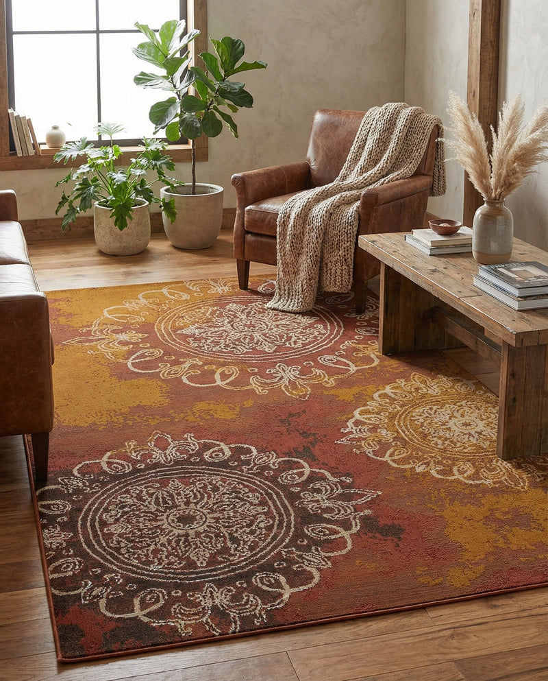 Urban Terrace Collection Area Rug -  Veranda Rectangle Rust Red  lifestyle 14