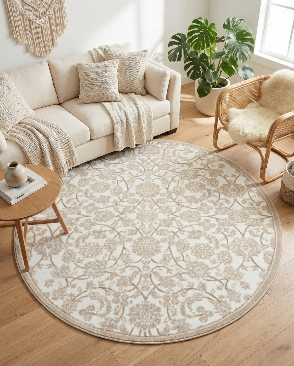 Andes Summit Collection Area Rug -  Chimborazo Round Snow White  lifestyle 86