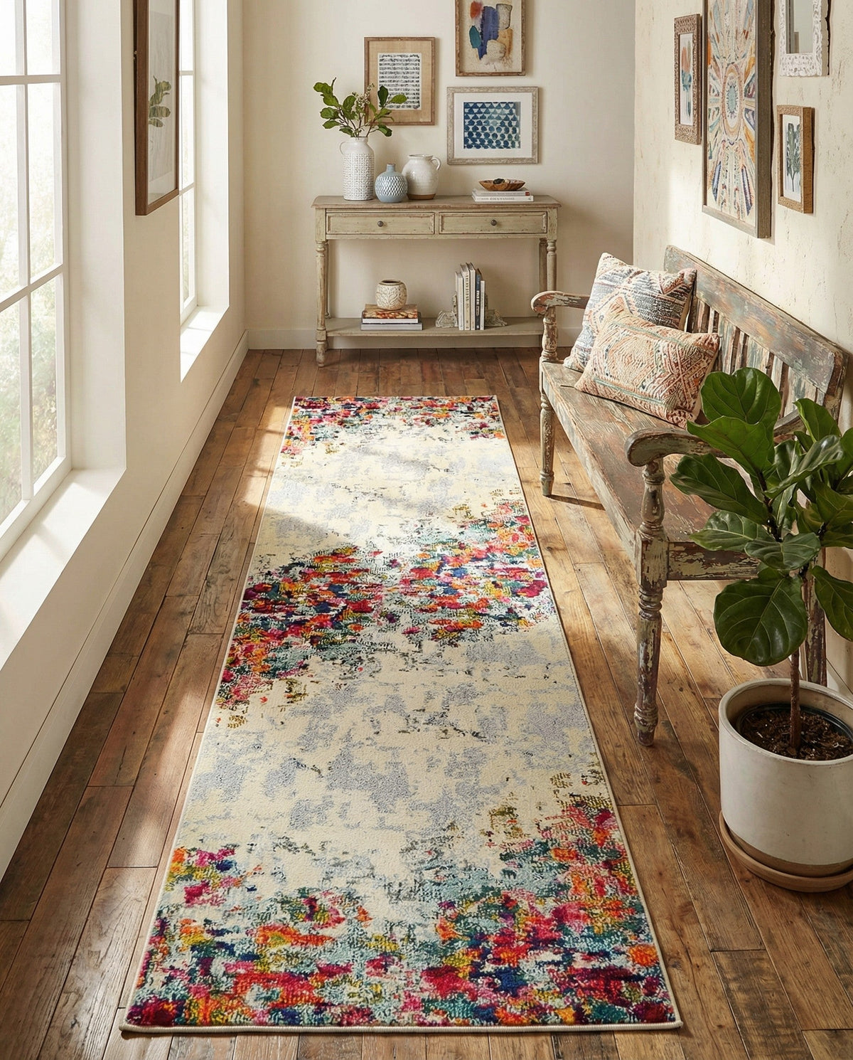 Chromatic Oasis Collection Area Rug -  Blush Runner Multi  lifestyle 79