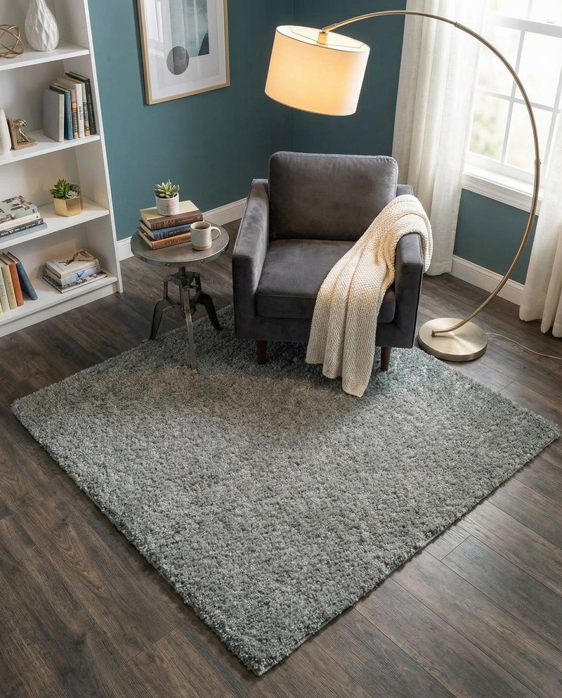 Cozy Comfort Shag Collection Area Rug - Haven (Cloud Gray) Square Cloud Gray  lifestyle 45
