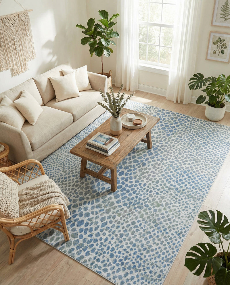 Aegean Elegance Washables Collection Area Rug -  Mykonos Rectangle Ivory Blue  lifestyle 24