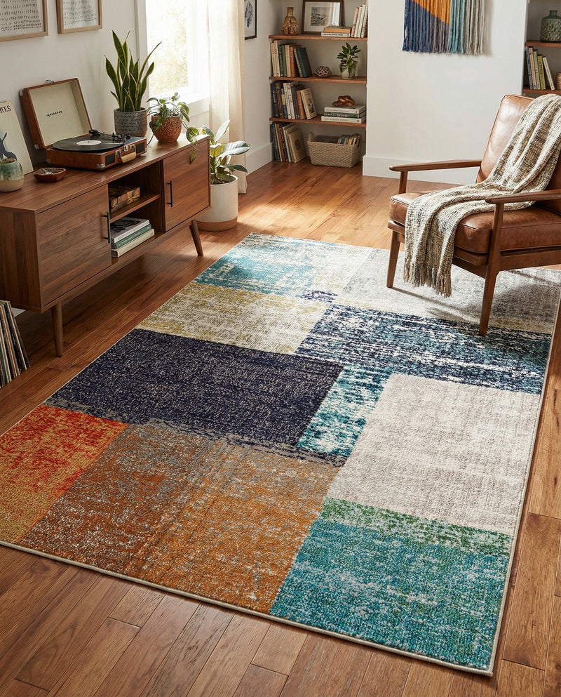 Colorburst Oasis Collection Area Rug - Palette Rectangle Multi  lifestyle 13