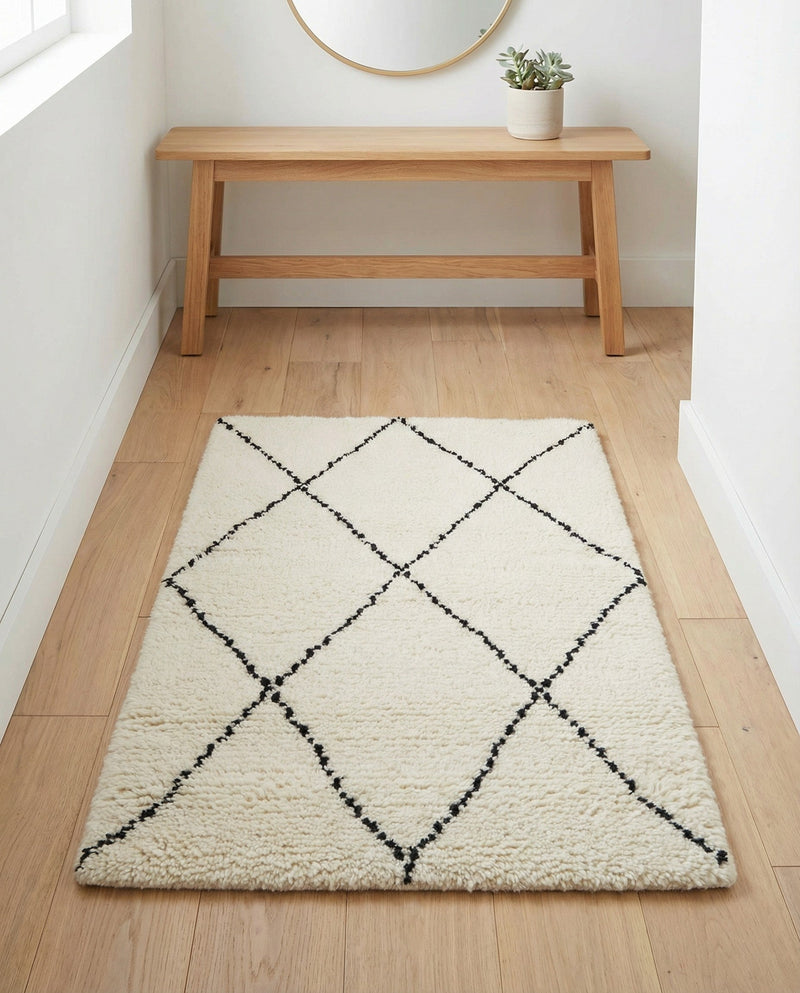 Zouina Berber Wool Collection Area Rug - Atlas Rectangle Ivory and Black  lifestyle 12