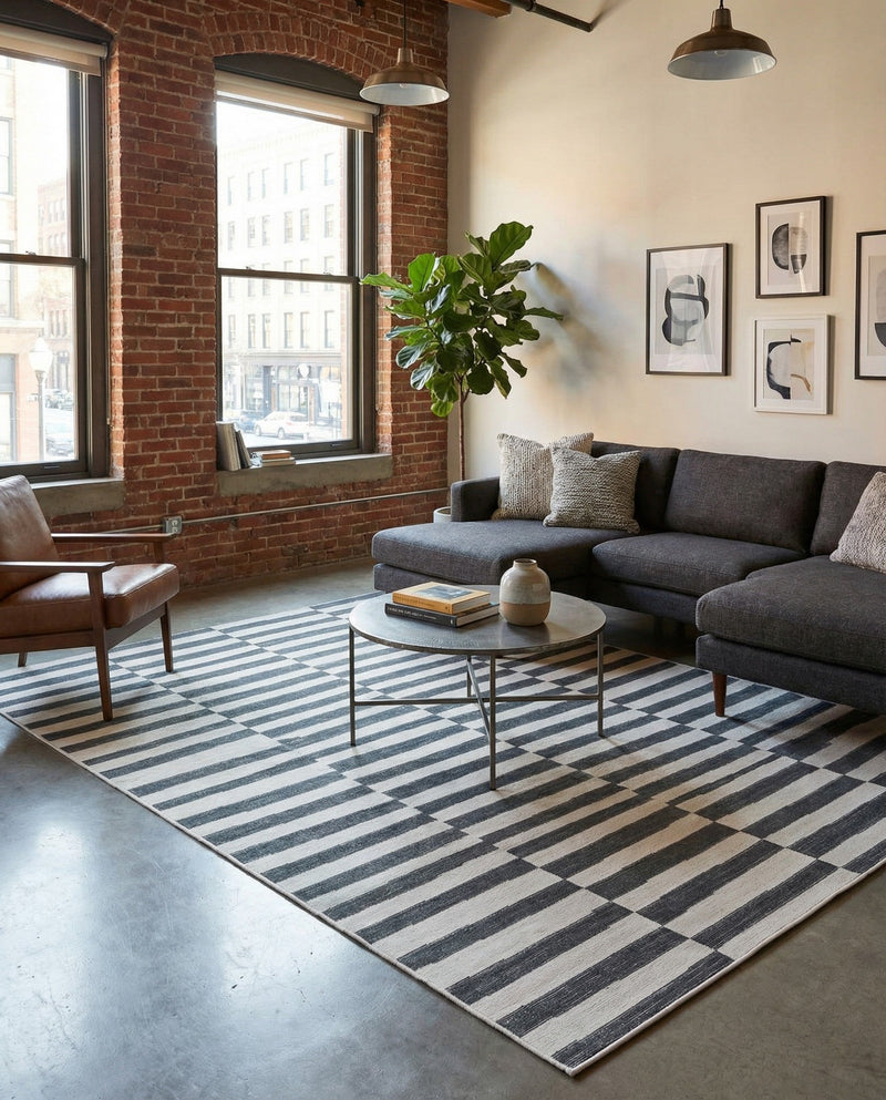 Soho Elegance Collection Area Rug -  Hudson (Dark Gray) Rectangle Dark Gray  lifestyle 5