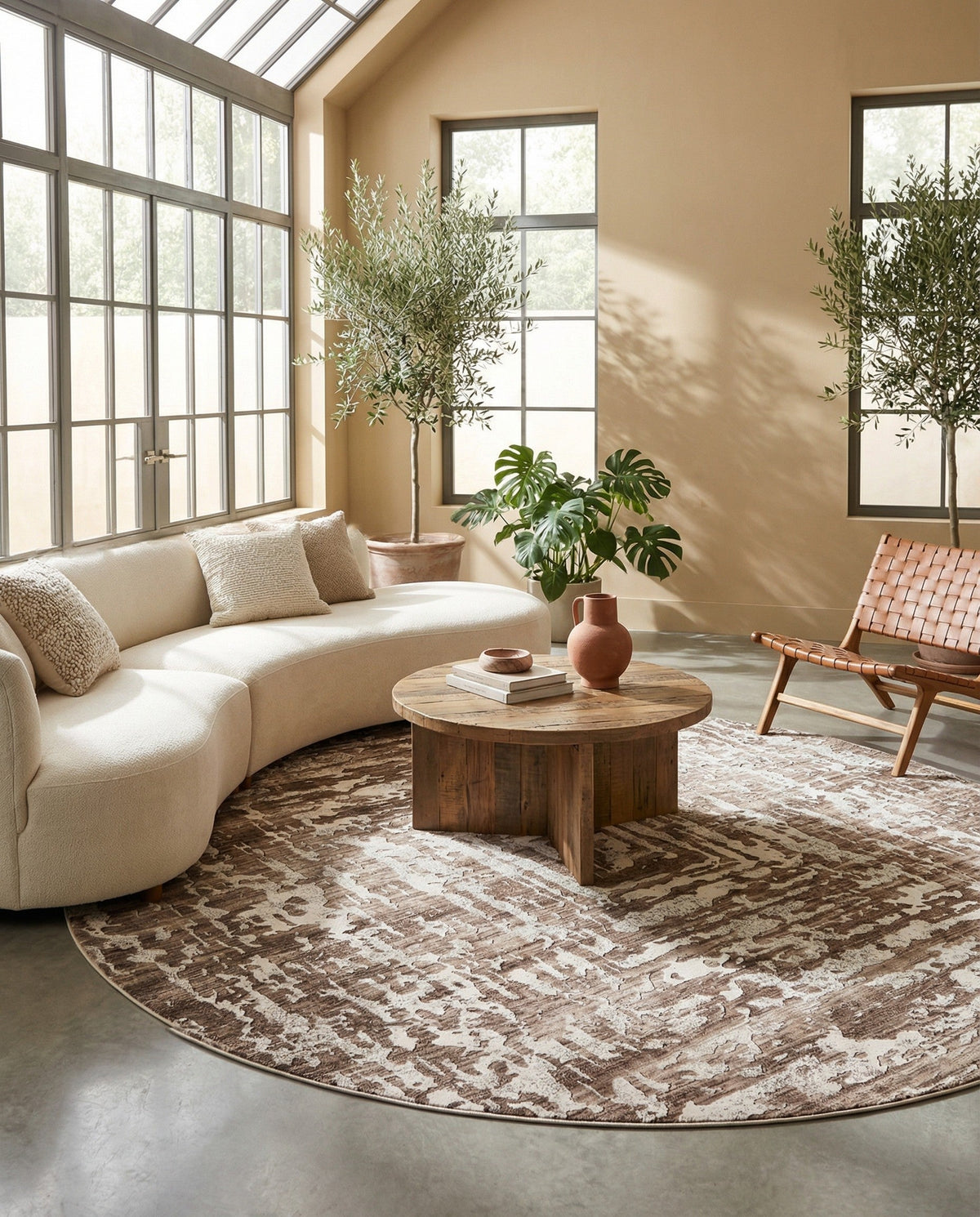 Sanctuary Retreat Collection Area Rug -  Asylum Round Chocolate Brown  lifestyle 182