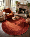 Horizon Collection Area Rug -  Apex (Rust Red) Round Rust Red  lifestyle 38