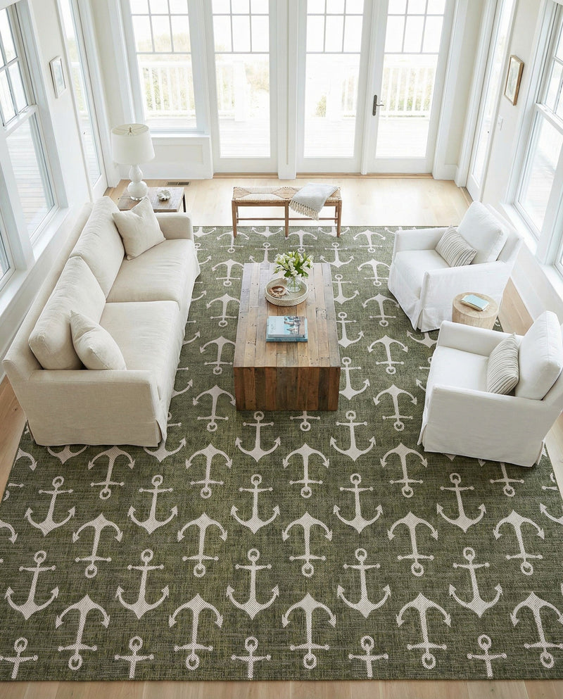 Seaside Haven Rugs Collection Area Rug - Sapphire (Green) Square Green  lifestyle 85