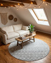 Mediterranean Lattice Collection Area Rug - Santorini (Gray) Round Gray  lifestyle 27