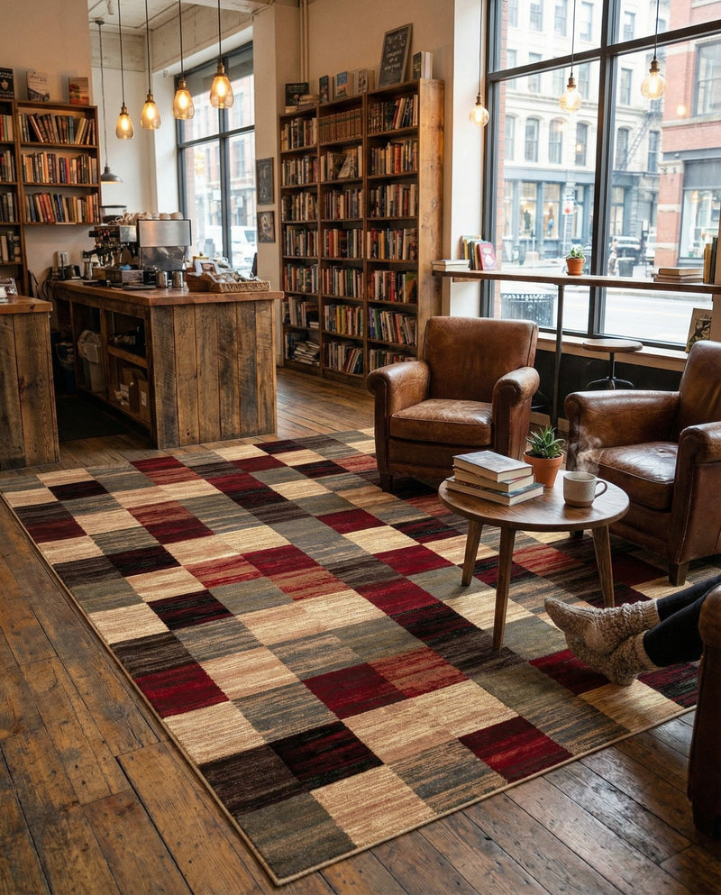 Bistro Lounge Collection Area Rug - Espresso Rectangle Multi  lifestyle 28