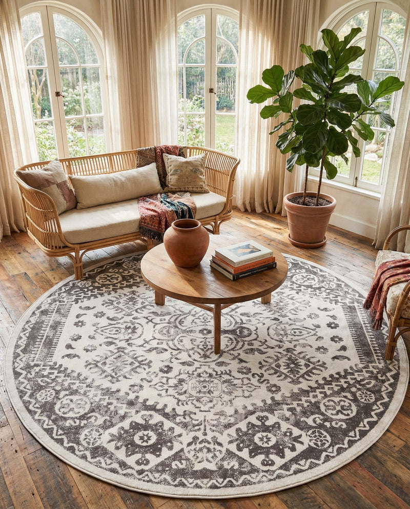 Cambridge Classics Collection Area Rug -  Fitzwilliam (Cream) Round Cream  lifestyle 66