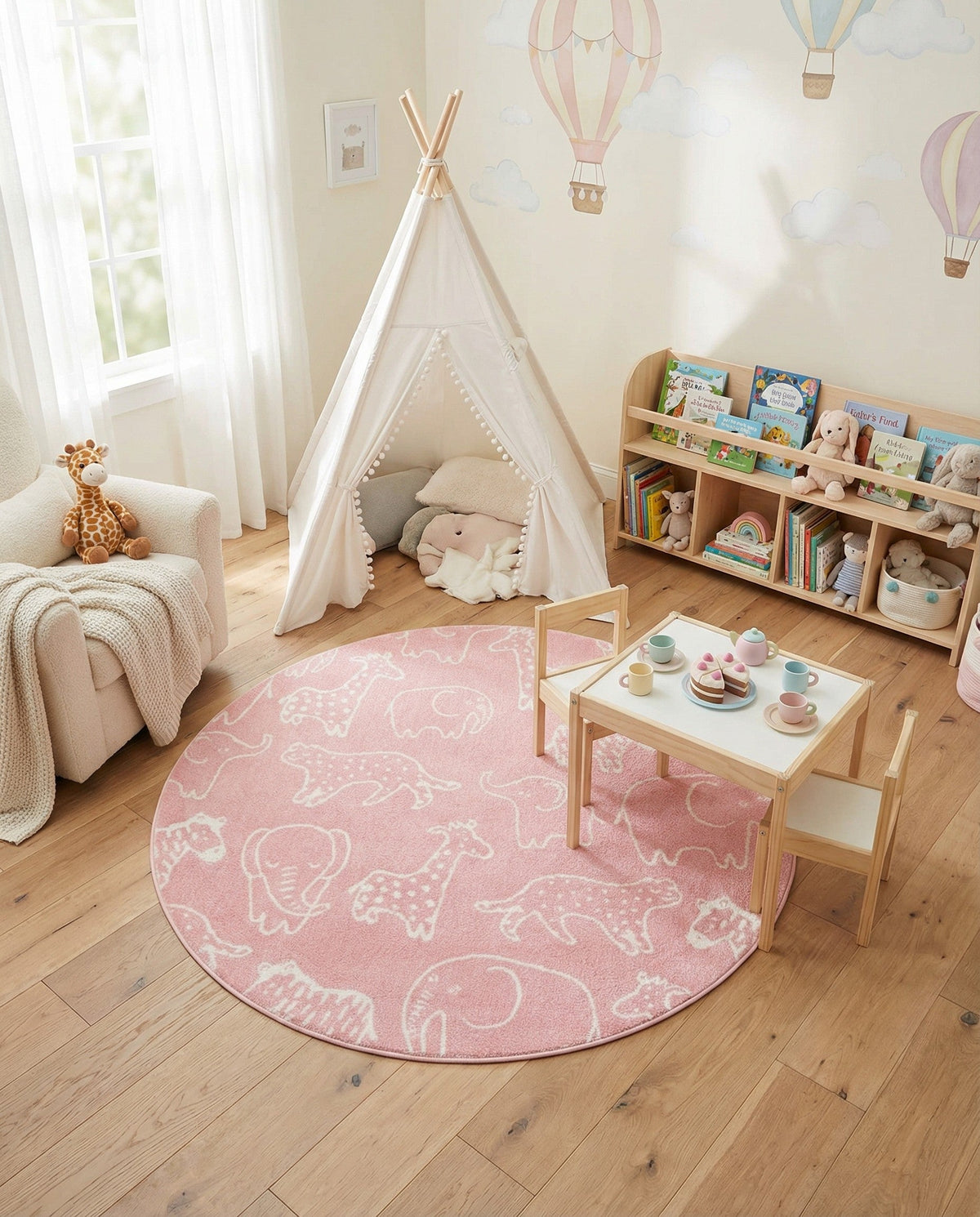 Wonder Tykes Collection Area Rug -  Spectrum Round Pink  lifestyle 159