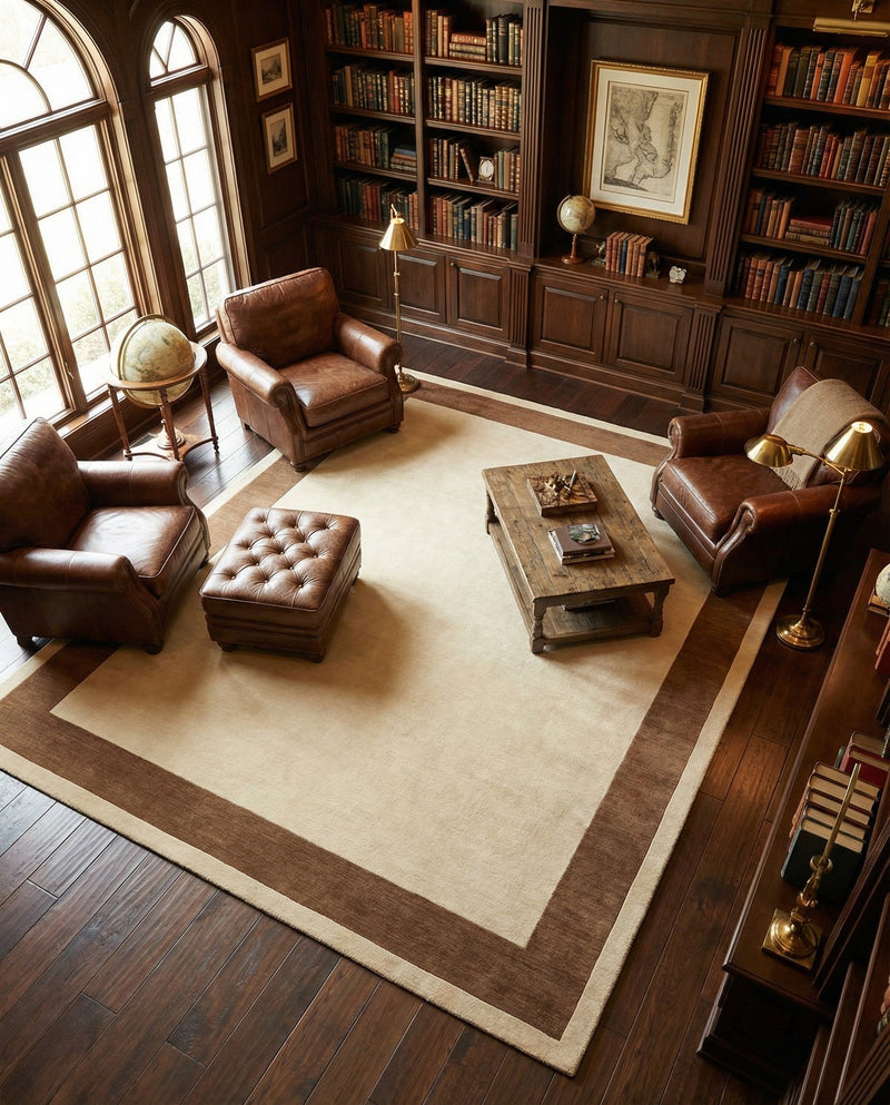 Savannah Borders Wool Collection Area Rug - Chatham Rectangle Ivory  lifestyle 72