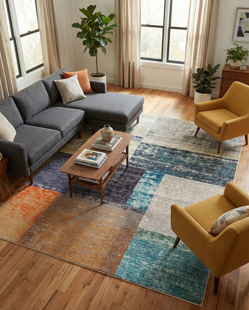 Colorburst Oasis Collection Area Rug - Palette Rectangle Multi  lifestyle 15