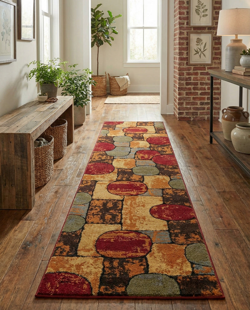 Bistro Lounge Collection Area Rug -  Cappuccino Runner Multi  lifestyle 47