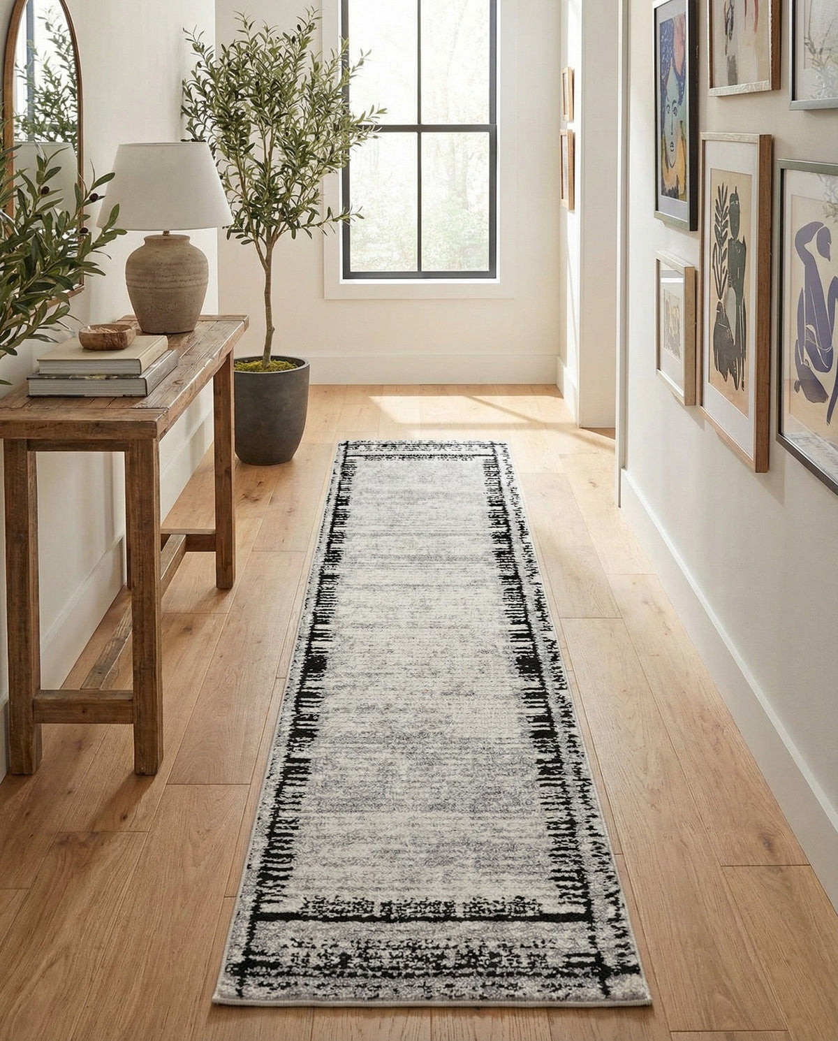 Marrakech Mosaic Collection Area Rug -  Sahara Runner Black and White  lifestyle 84