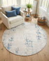 Aegean Elegance Collection Area Rug -  Milos Round Gray Blue  lifestyle 35