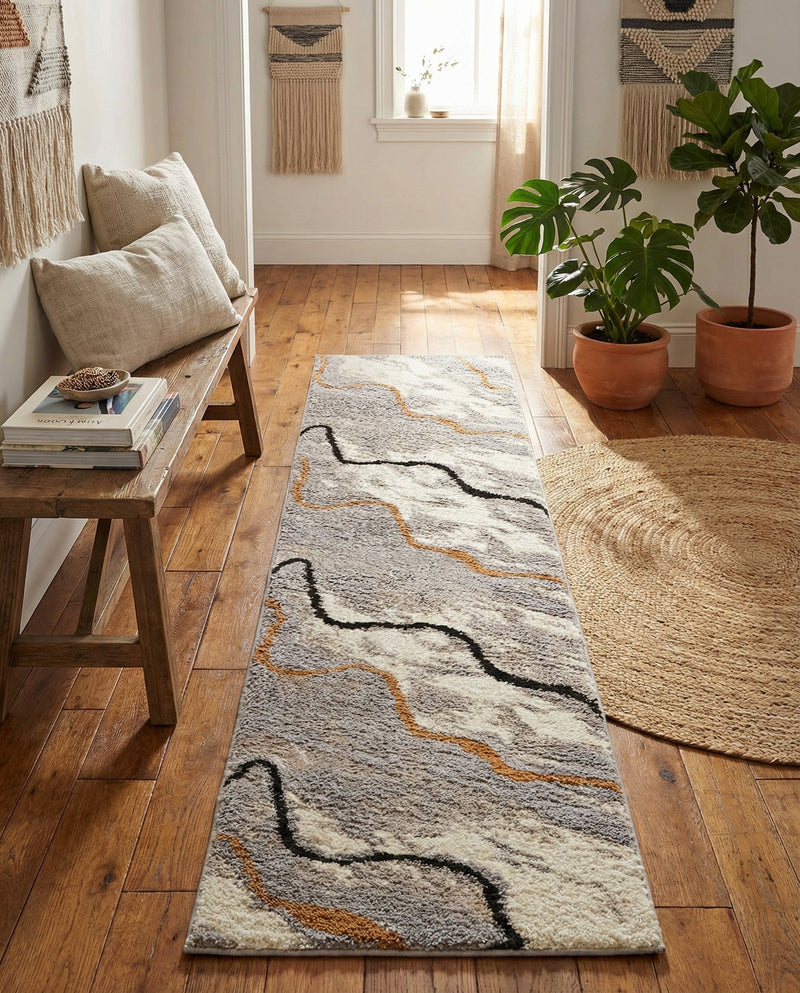 Sienna Collection Area Rug -  Tuscany Runner Gray and Ivory  lifestyle 49