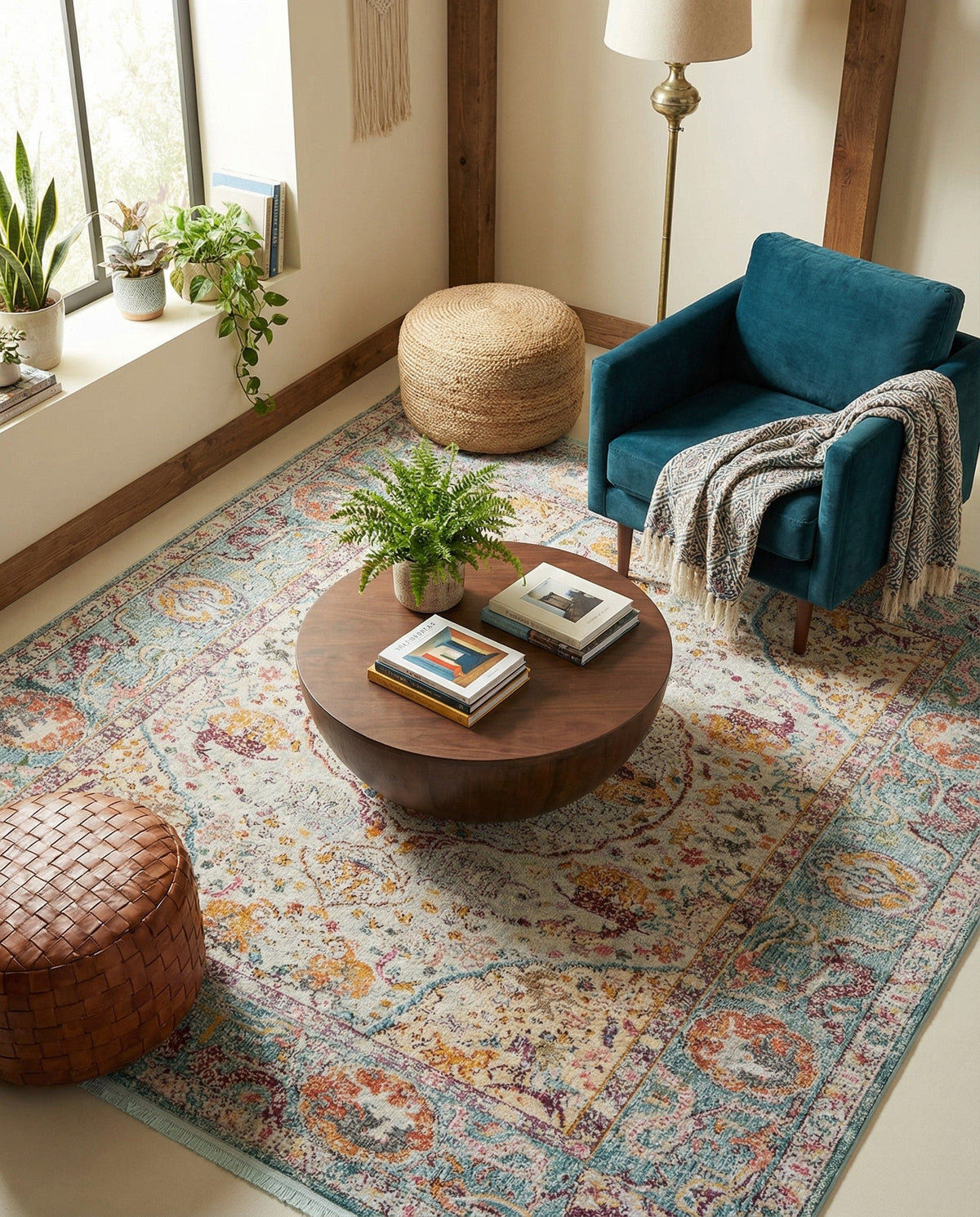 Caribbean Breeze Collection Area Rug -  Xcalak Square Light Blue  lifestyle 133
