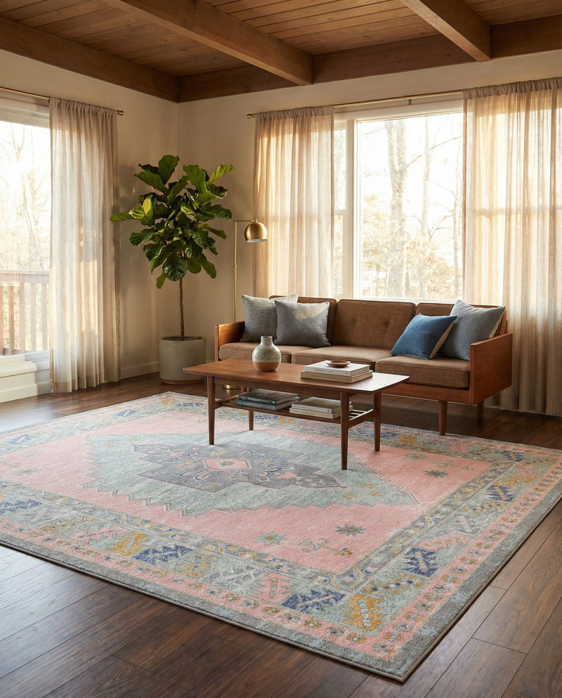 Savannah Series Collection Area Rug -  Augusta (Pink) Rectangle Pink  lifestyle 7