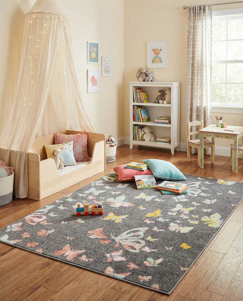 Wonder Tykes Collection Area Rug -  Carnival Rectangle Charcoal Gray  lifestyle 9