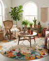 Chromatic Oasis Collection Area Rug -  Twilight Round Multi  lifestyle 65
