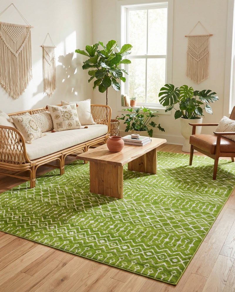 Marrakech Lattice Collection Area Rug - Medina (Green) Rectangle Green  lifestyle 8