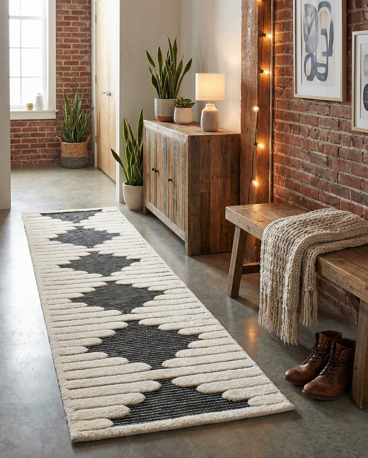 Monochrome Collection Area Rug -  Ash Runner Gray  lifestyle 101