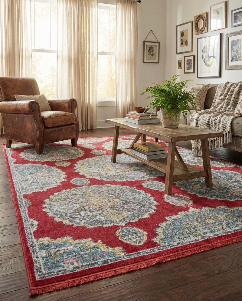 Arcadia Rugs Collection Area Rug -  Atlantis (Red) Rectangle Red  lifestyle 10