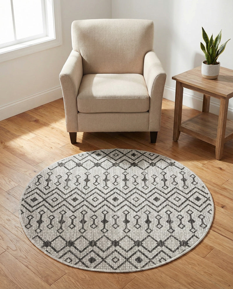 Savannah Pergola Collection Area Rug -  Pergola (Gray) Round Gray  lifestyle 89