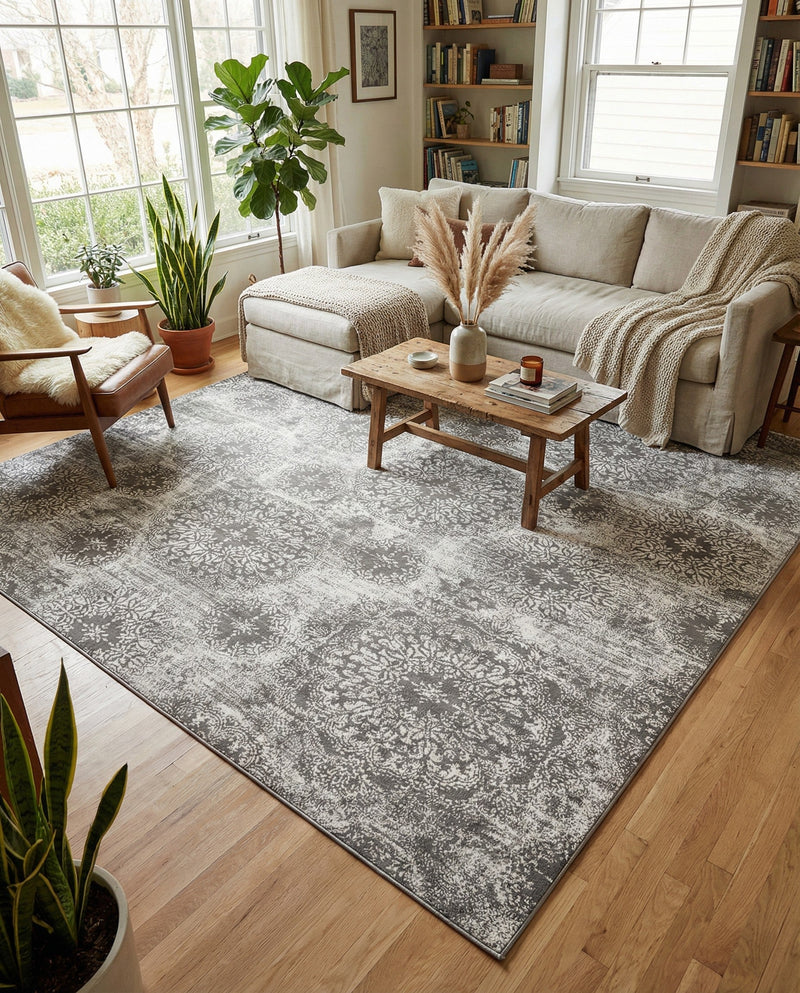 Riviera Elegance Collection Area Rug -  Monaco (Gray) Rectangle Gray  lifestyle 4