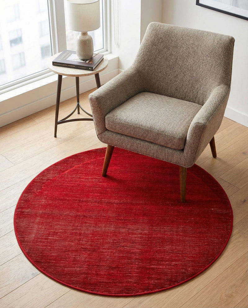 Soho Elegance Collection Area Rug - Chelsea (Burgundy) Round Burgundy  lifestyle 33
