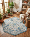Seville Stripes Collection Area Rug - Cadiz (Light Gray) Octagon Light Gray  lifestyle 28