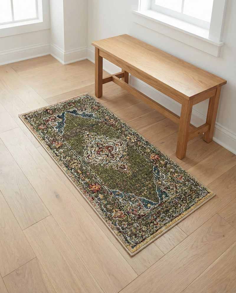 Savannah Soiree Collection Area Rug - Serengeti (Green) Runner Green  lifestyle 50