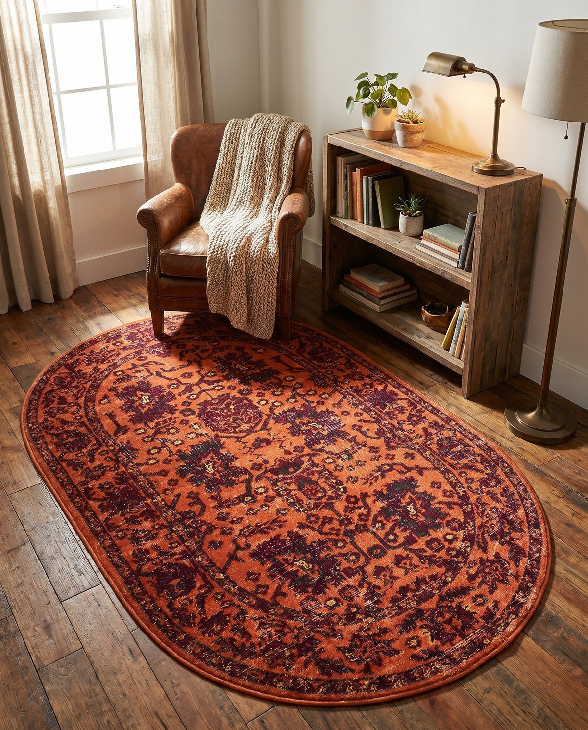 Geneva Terrace Collection Area Rug -  Lausanne Oval Orange  lifestyle 198