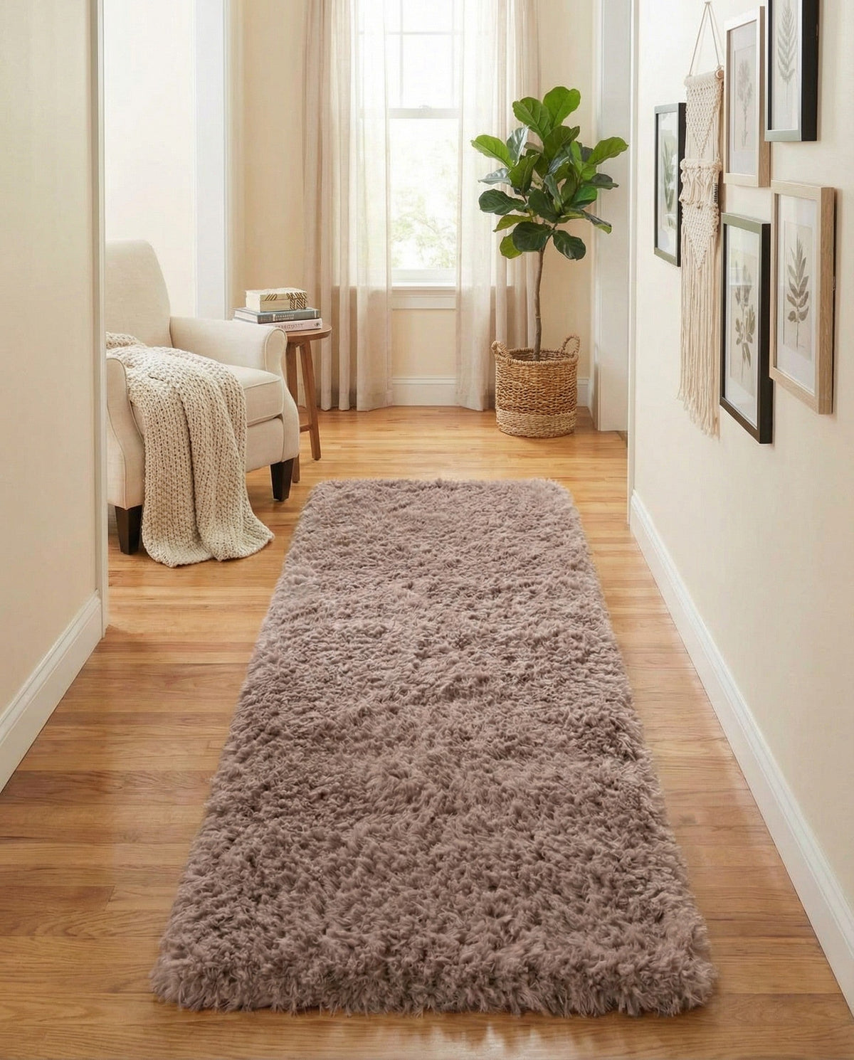 Eternal Plush Oasis Collection Area Rug -  Tranquility (Khaki) Runner Khaki  lifestyle 49