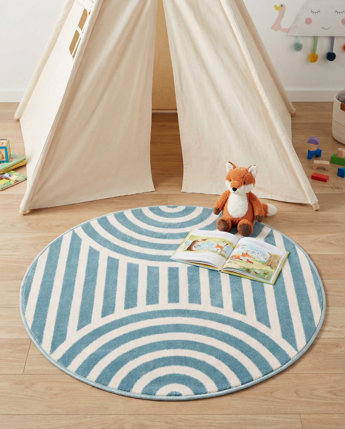 Wonder Tykes Collection Area Rug -  Joydale Round Sky blue  lifestyle 166