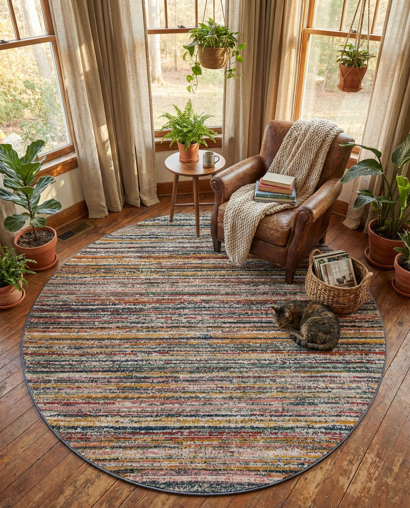 Jewel Oasis Collection Area Rug - Sapphire (Multi) Round Multi  lifestyle 57