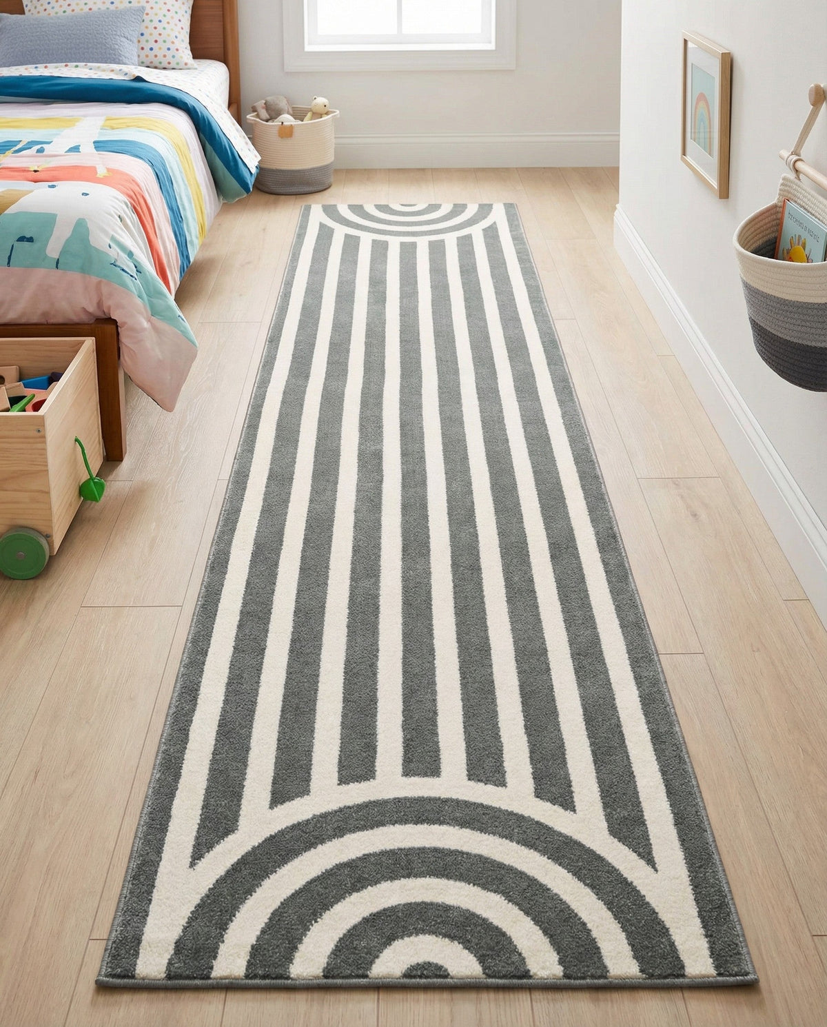Wonder Tykes Collection Area Rug -  Joydale Runner Gray and Silver  lifestyle 190