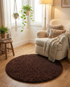 Plush Oasis Collection Area Rug - Serenity (Chocolate Brown) Round Chocolate Brown  lifestyle 83