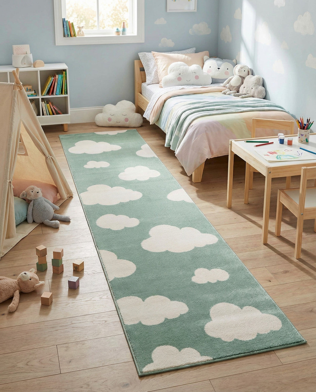 Wonder Tykes Collection Area Rug -  Dreamview Runner Soft Green  lifestyle 86