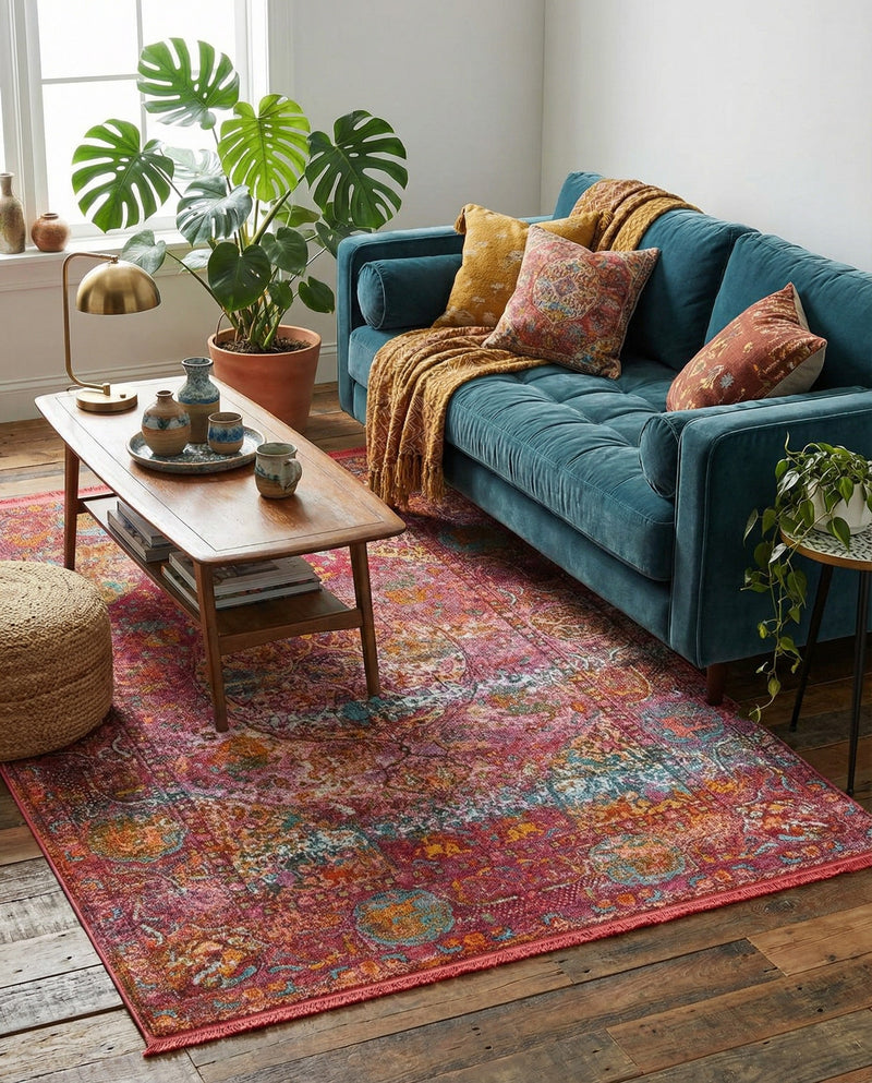 Caribbean Breeze Collection Area Rug -  Xcalak Rectangle Red  lifestyle 44