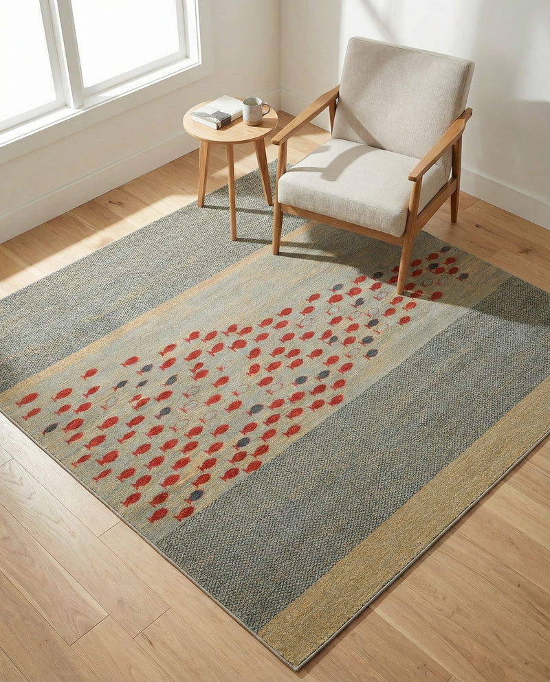 Zagros Oasis Collection Area Rug -  Kermanshah Square Blue  lifestyle 66