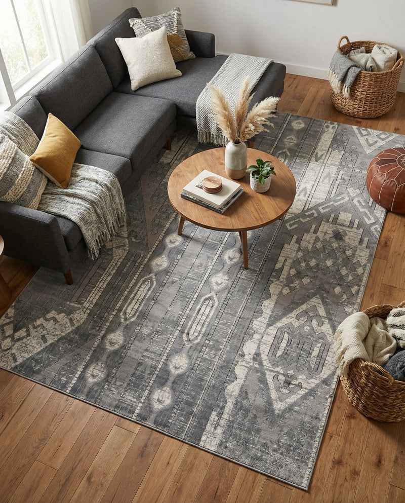 Cascade Range Collection Area Rug - Hood (Gray) Rectangle Gray  lifestyle 8