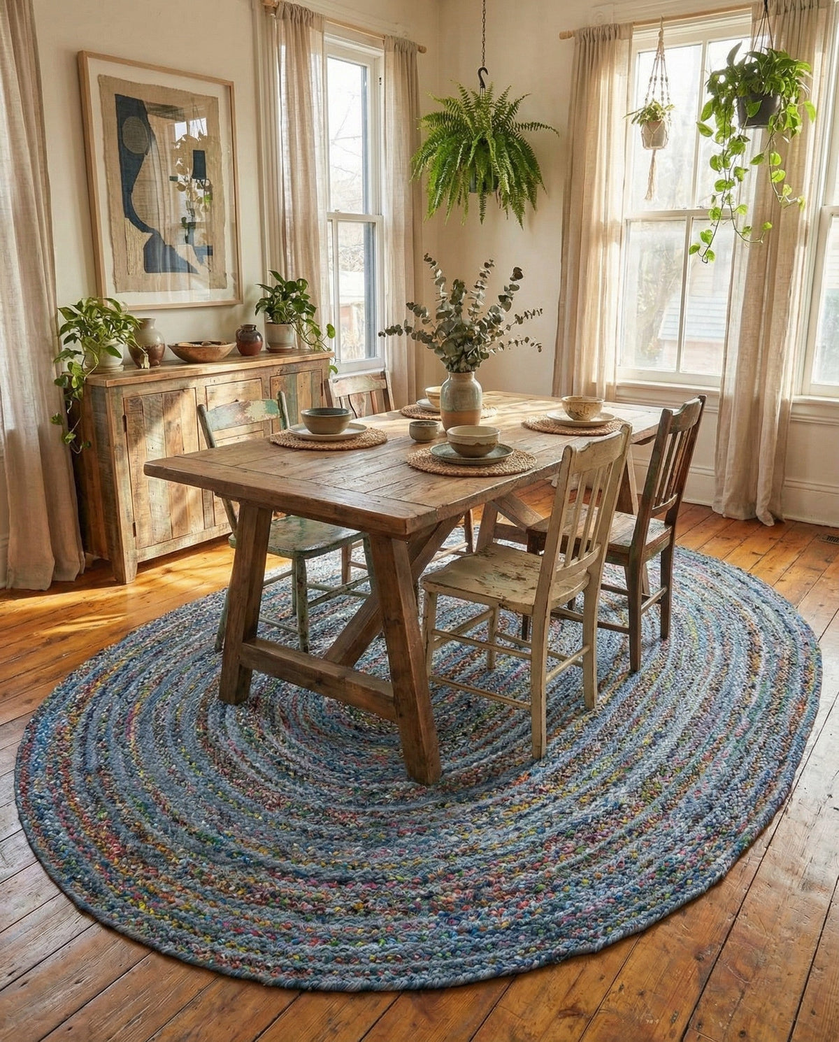 Woven Udaipur Collection Area Rug - Sahara Oval Blue and Multi  lifestyle 111