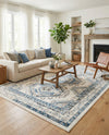 Savannah Elegance Collection Area Rug -  Tybee (Ivory Aqua) Rectangle Ivory Aqua  lifestyle 22