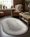 Soho Elegance Collection Area Rug -  Mercer (Gray) Oval Gray  lifestyle 47
