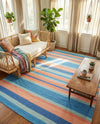 Coastal Stripe Dhurrie Collection Area Rug - Seashore Rectangle Multi  lifestyle 11
