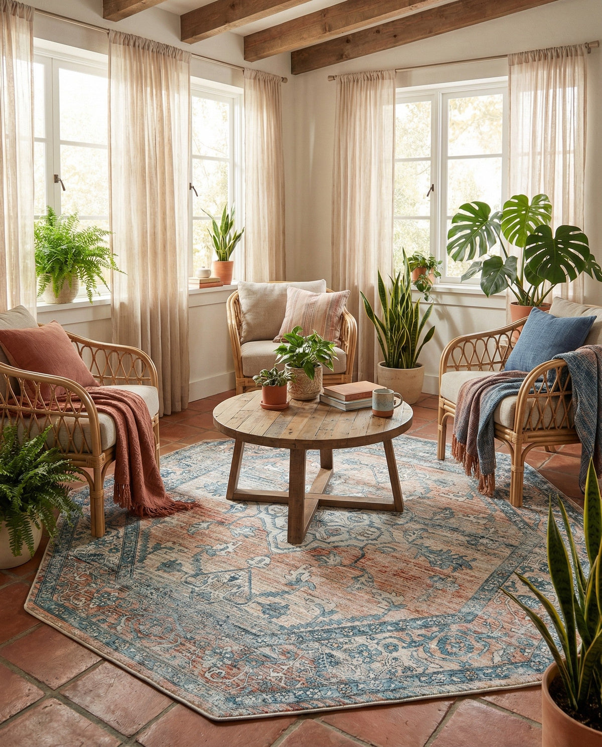 Coastal Haven Collection Area Rug -  Marina Octagon Multi  lifestyle 81