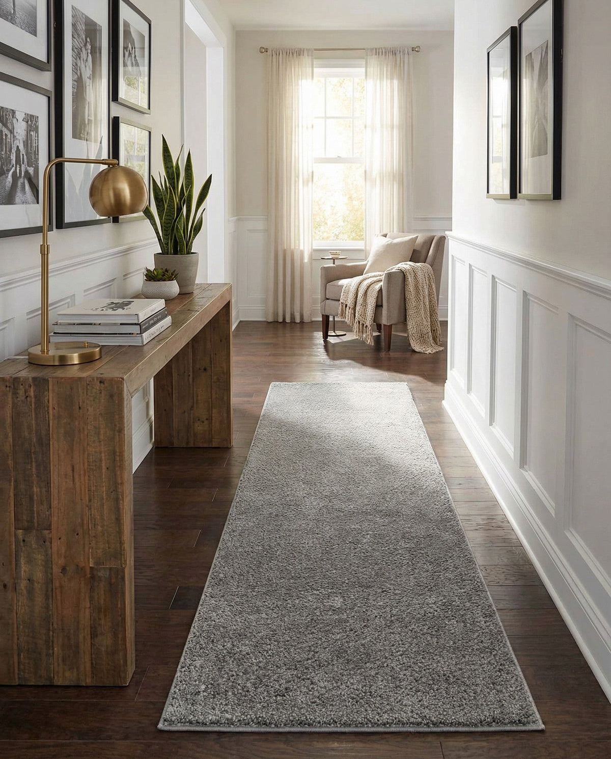 Solid Shag Seaside Collection Area Rug - Azure Cove (Gray) Runner Gray  lifestyle 108